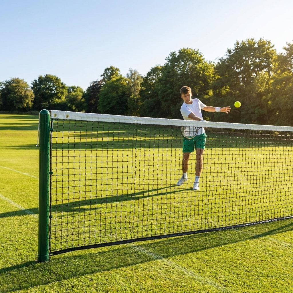 42ft tennis net in black with 2mm HDPE for school and home courts
