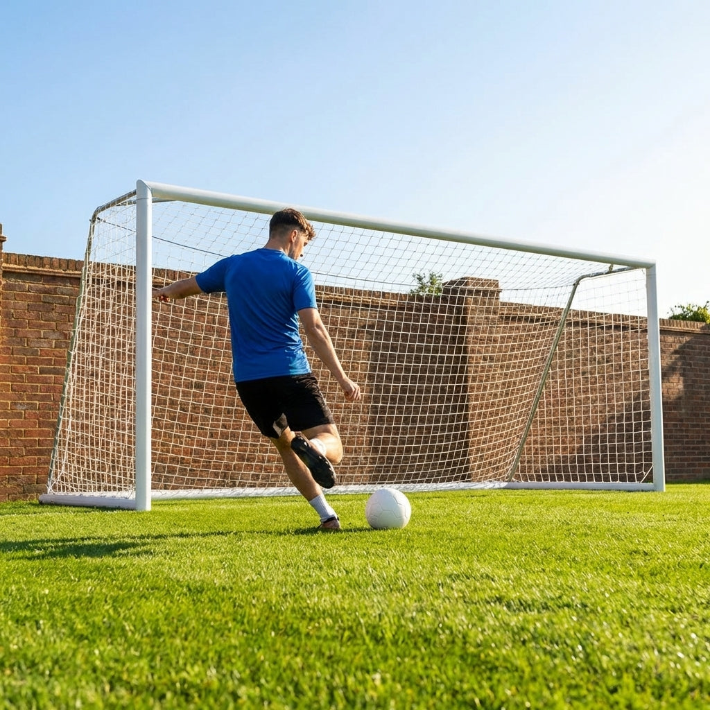 Aluminium football goal with folding mechanism