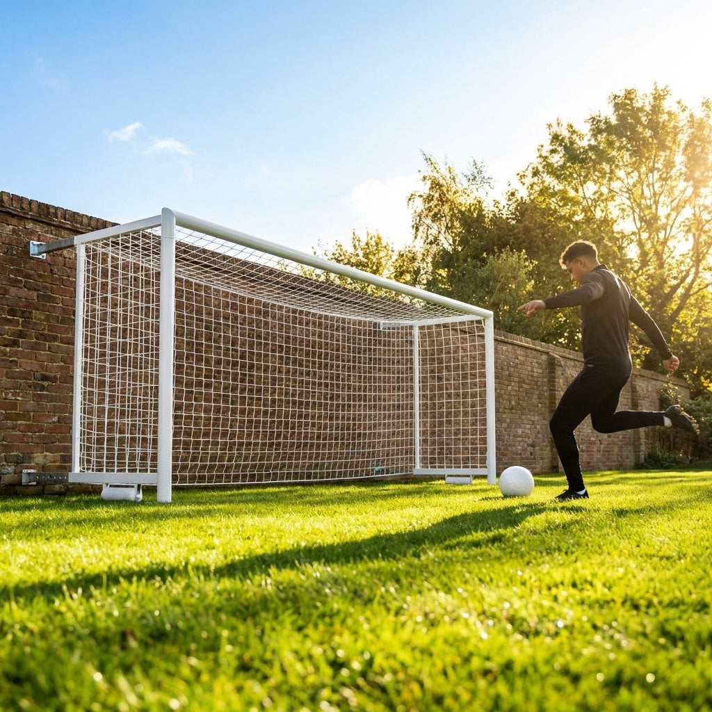 Aluminium football goal with folding mechanism
