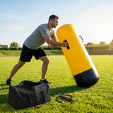 High-visibility American football training dummies in yellow PVC