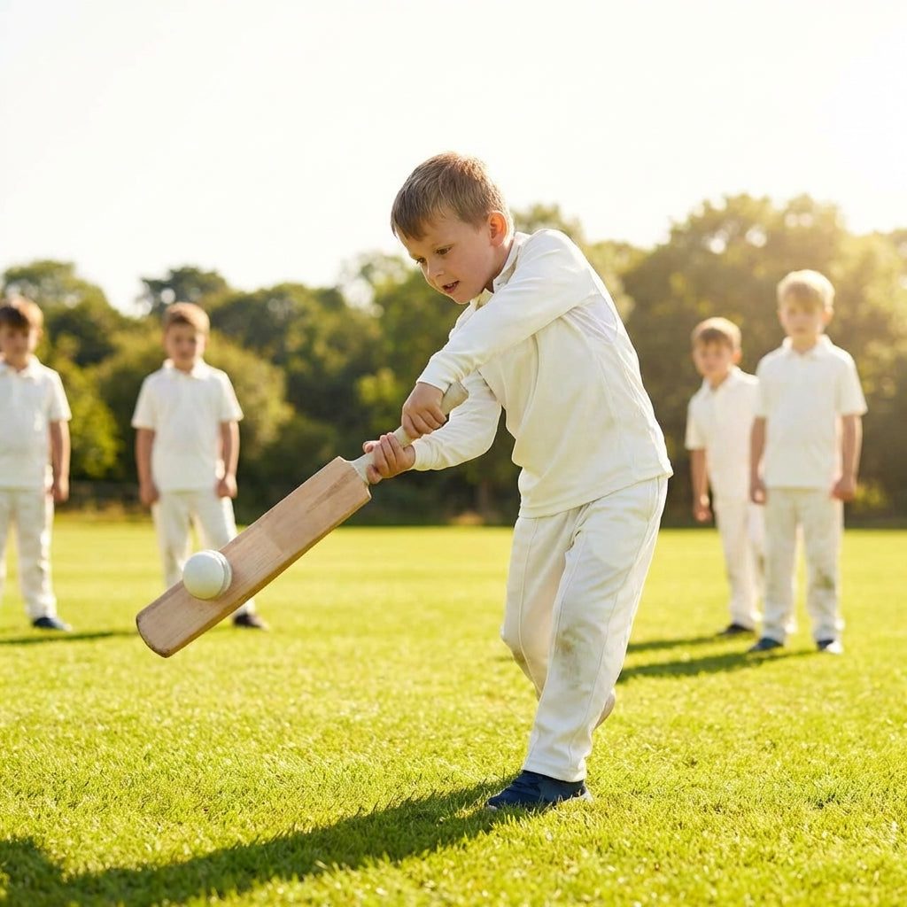 Junior cricket shirts in off-white made from 100% polyester