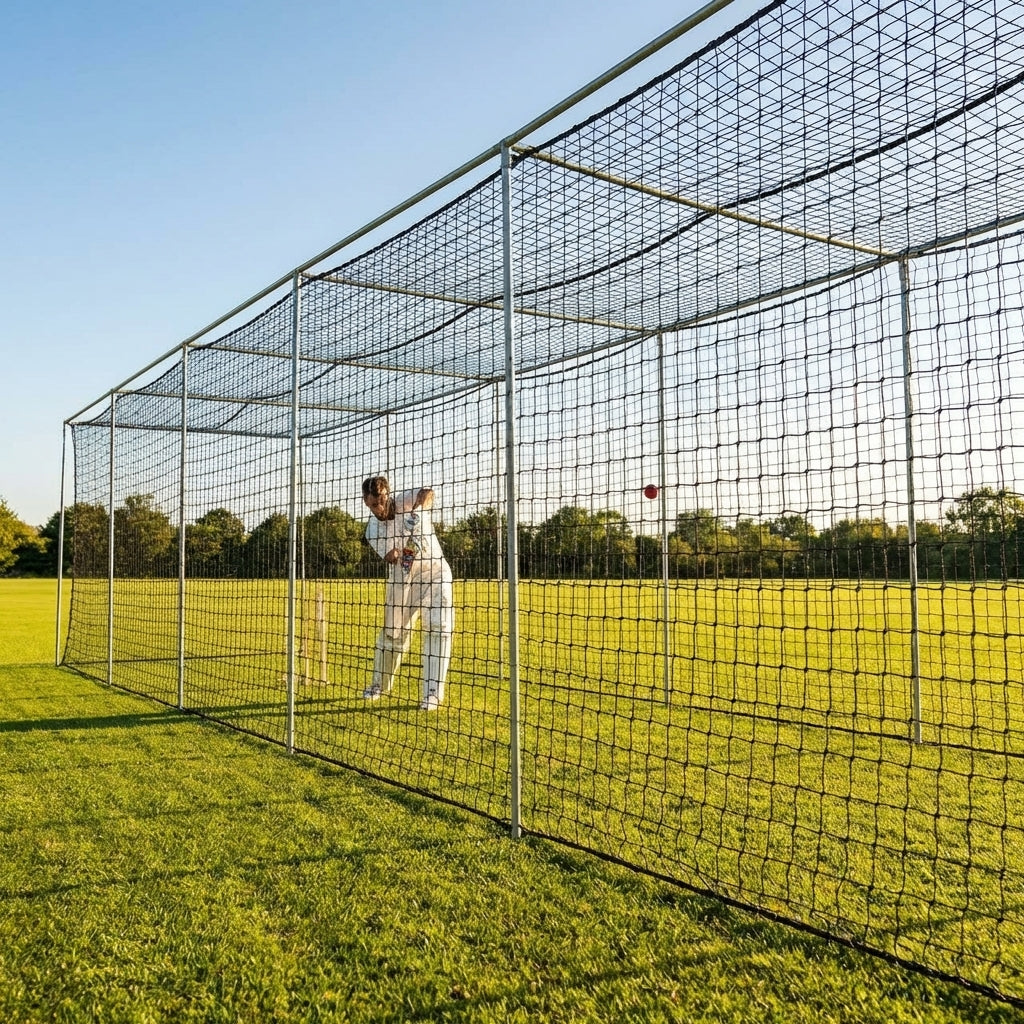 Cricket nets made from HDPE, available in various sizes for indoor and outdoor use