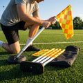 Football corner flag set with PVC poles and rubber bases