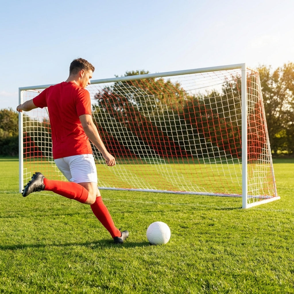 Multi-colour football goal nets for full-size goals
