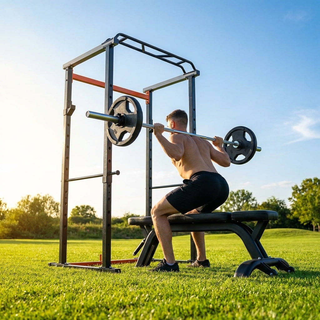 Complete gym equipment set for home and garage use