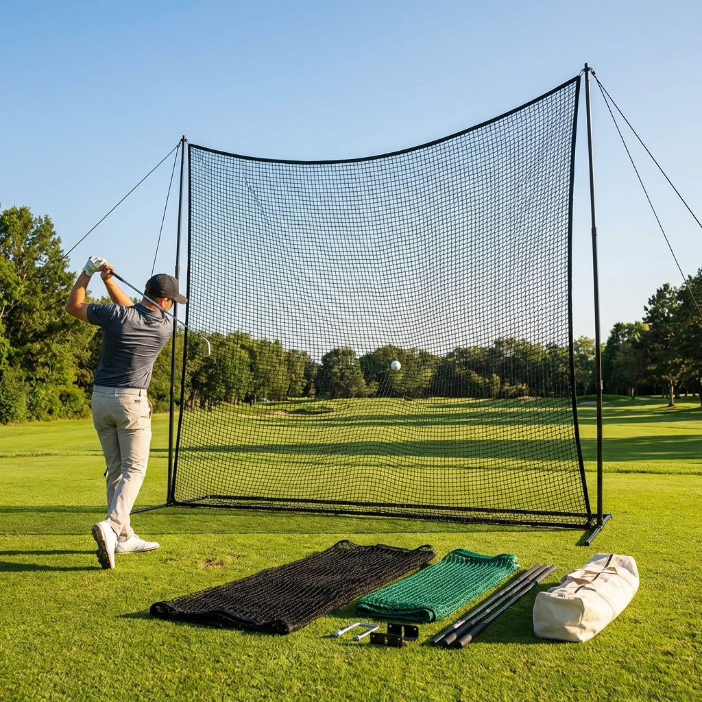 Golf Impact Netting in black or green with HDPP twine for indoor and outdoor use
