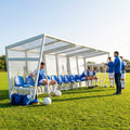 Heavy duty aluminium team shelter with moulded seats