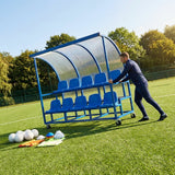 Aluminium sports team shelter with two tiers for sports facilities