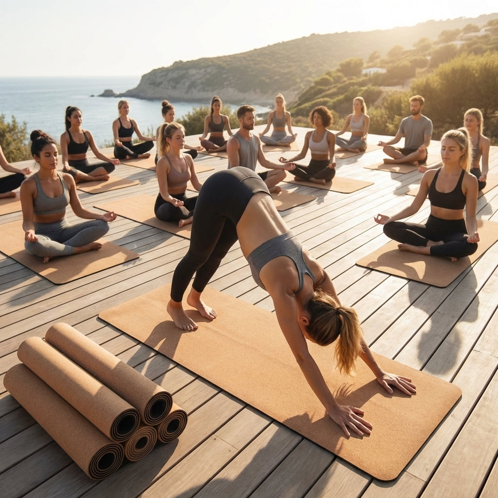 Cork Yoga Mat with Natural Rubber Base for Yoga and Pilates
