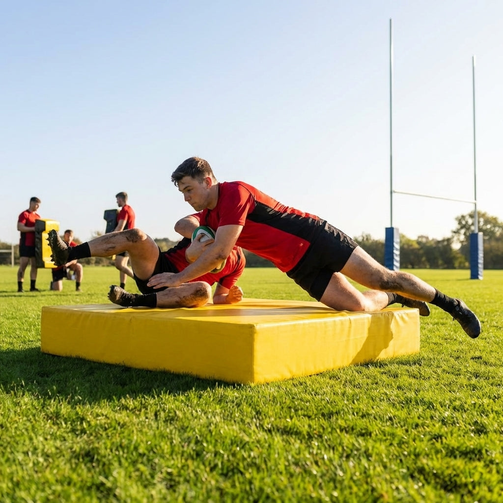 Rugby tackle mats in Yellow/Black with durable PVC for training