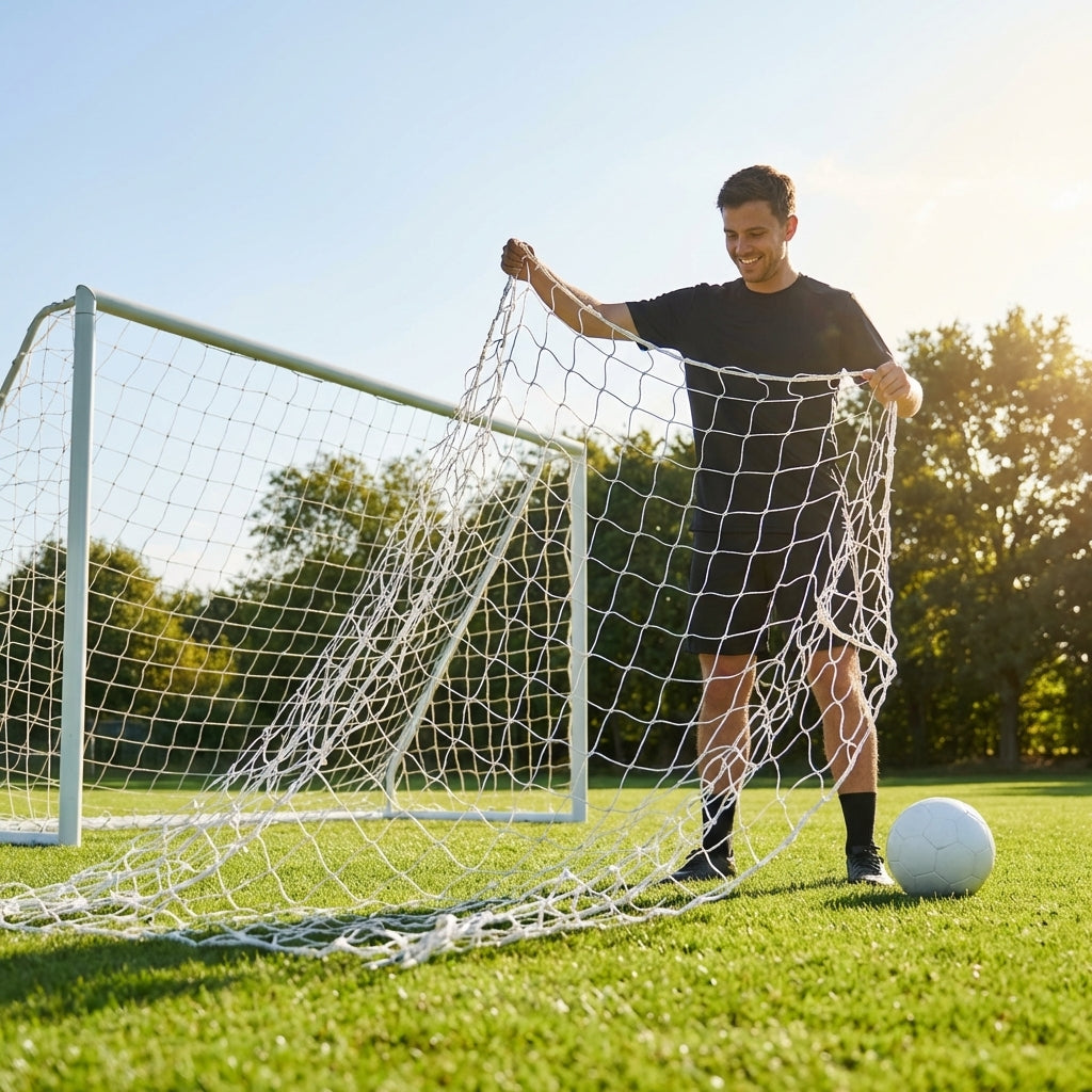 12 x 6ft football goal net made of HDPE for junior goals