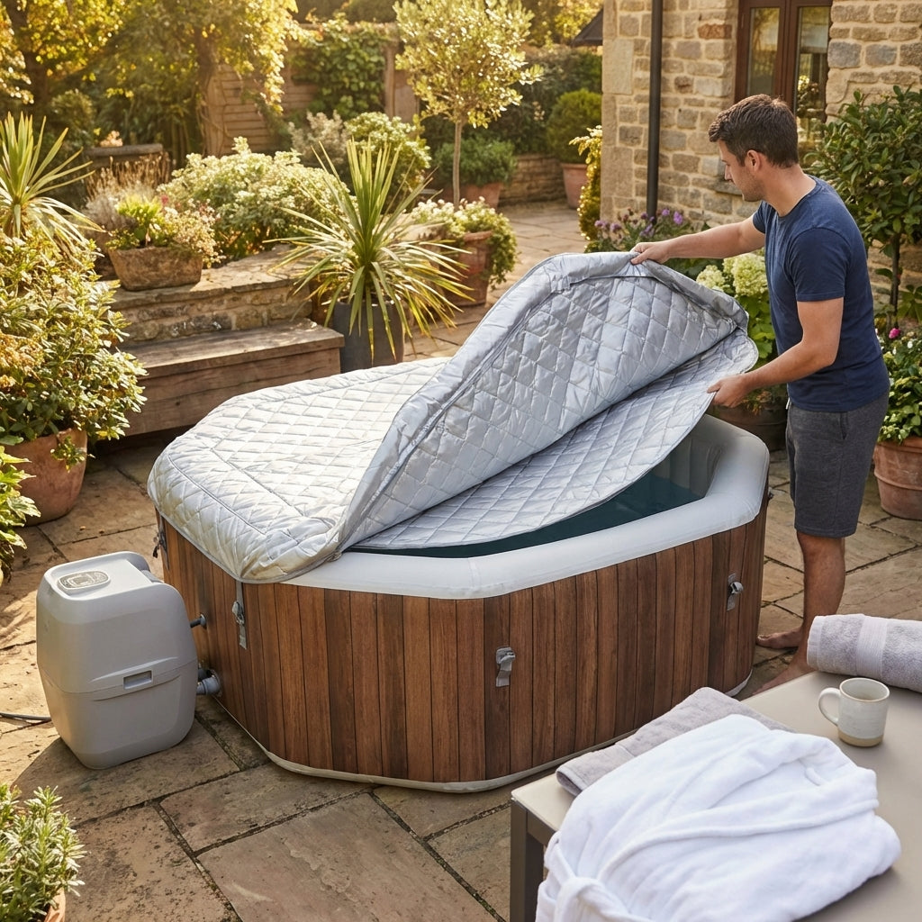 Hot Tub Thermal Cover in Grey with Double Insulation