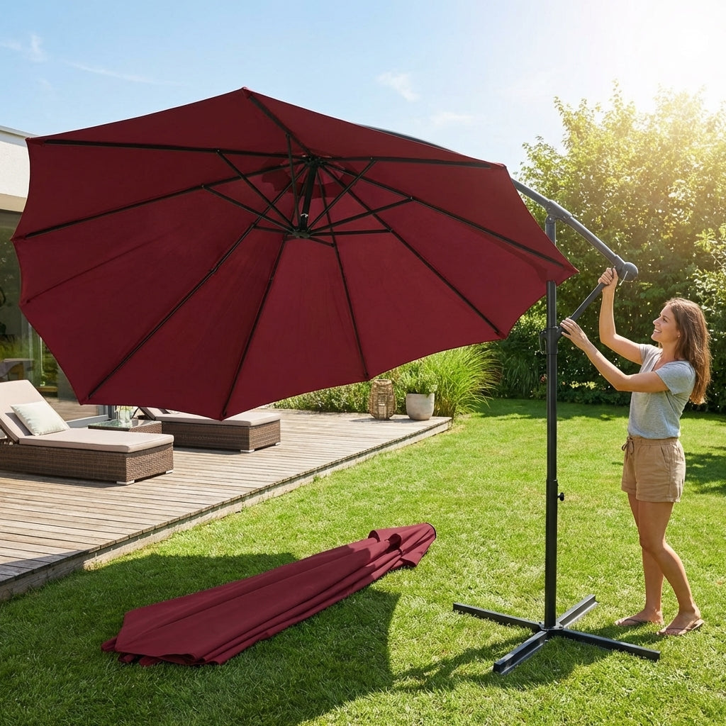 Cantilever garden parasol with 3m UV30+ canopy and steel frame
