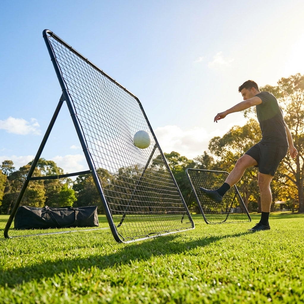 Aussie Rules Football Rebounder with galvanised steel frame for training