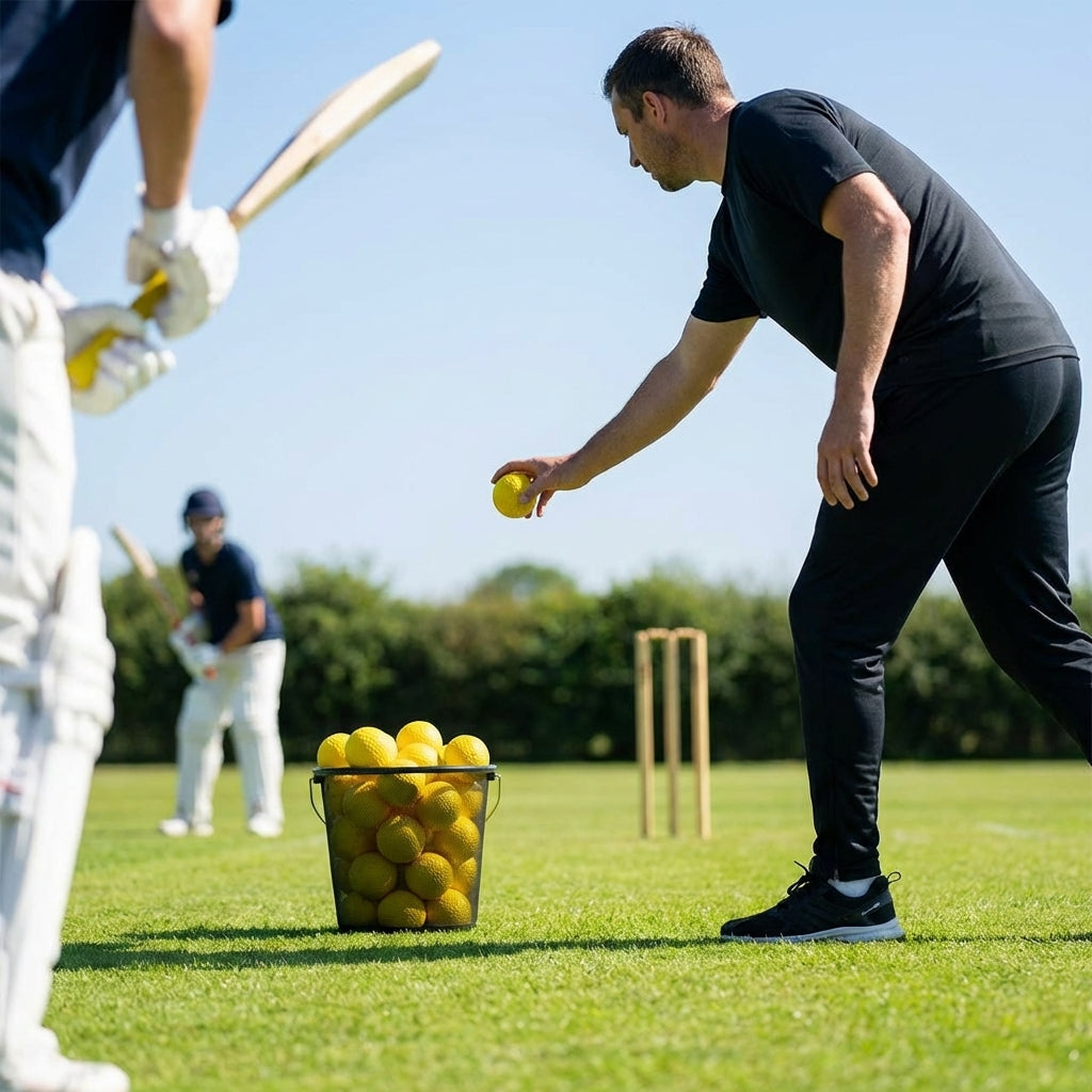 Cricket practice balls in Fluro Yellow with soft-feel plastic construction