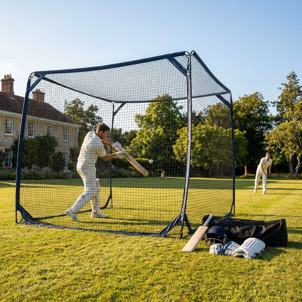 Pop-Up Cricket Batting Net in use for club and garden training