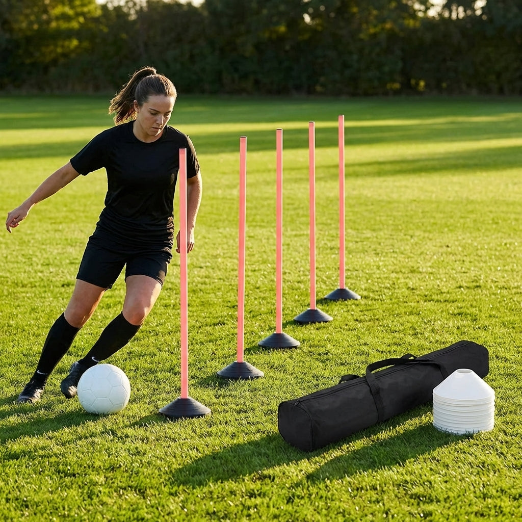 Slalom training poles in vibrant colours for sports practice