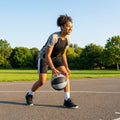 Basketball made of microfibre leather suitable for indoor and outdoor use