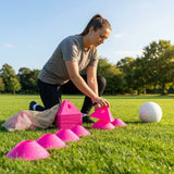 Training marker cones in vibrant Fluro colours for sports drills