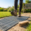 Galvanised steel foot grate for sports pitches and courts