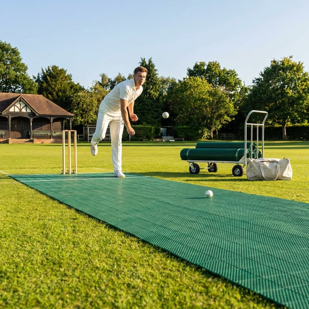 Portable Cricket Pitch Mat in Green for Indoor/Outdoor Use