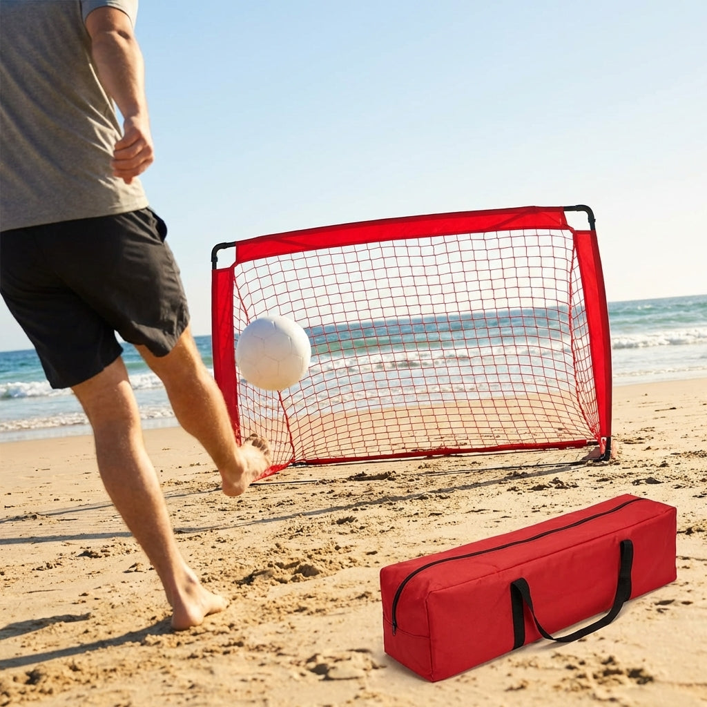 Beach football goal with fluorescent net and aluminium frame