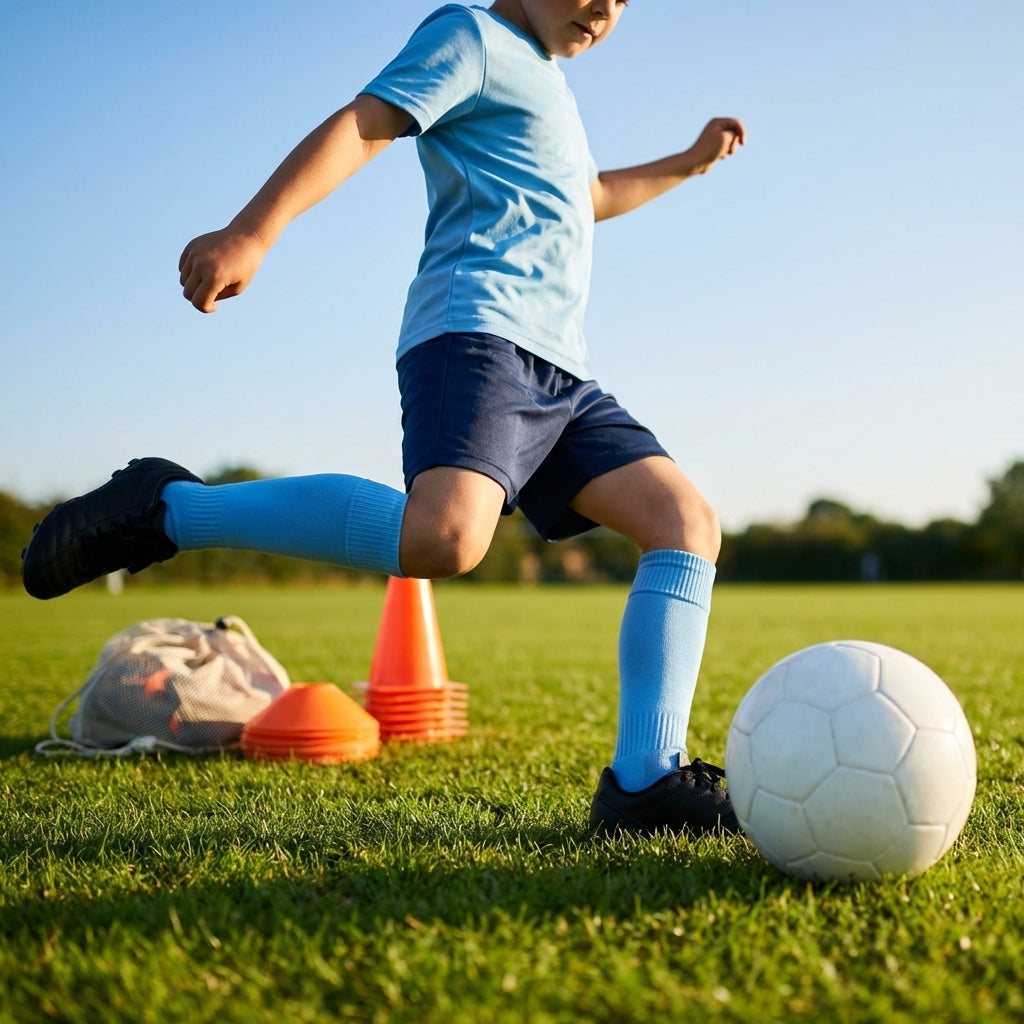 Football socks in various sizes and colours for players