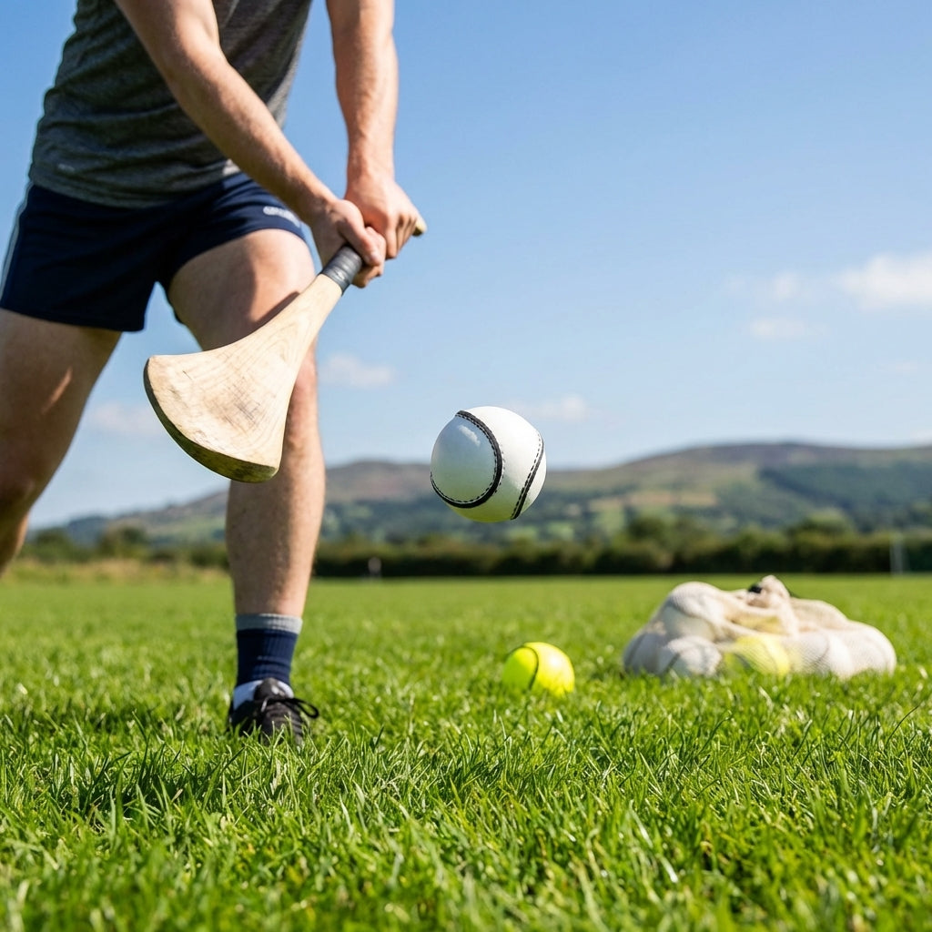 White and Fluro Hurling Training Balls with 2 Ply PU Construction