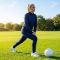 Polyester Women's Tracksuit Set in Black or Navy Blue with full zip jacket and tapered bottoms