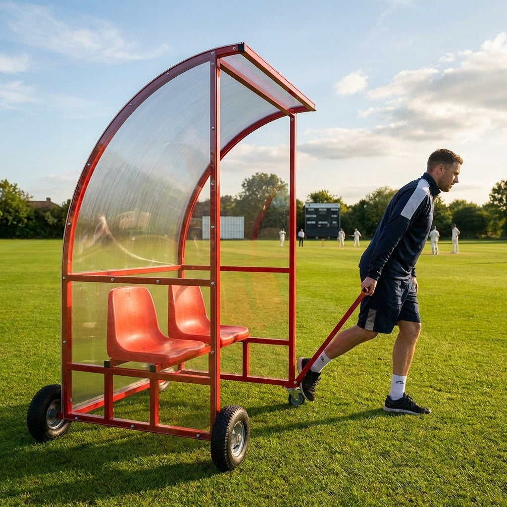Sports team shelter with aluminium frame and multiple colour options