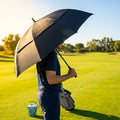 Black Golf Umbrella with Windproof Double Canopy