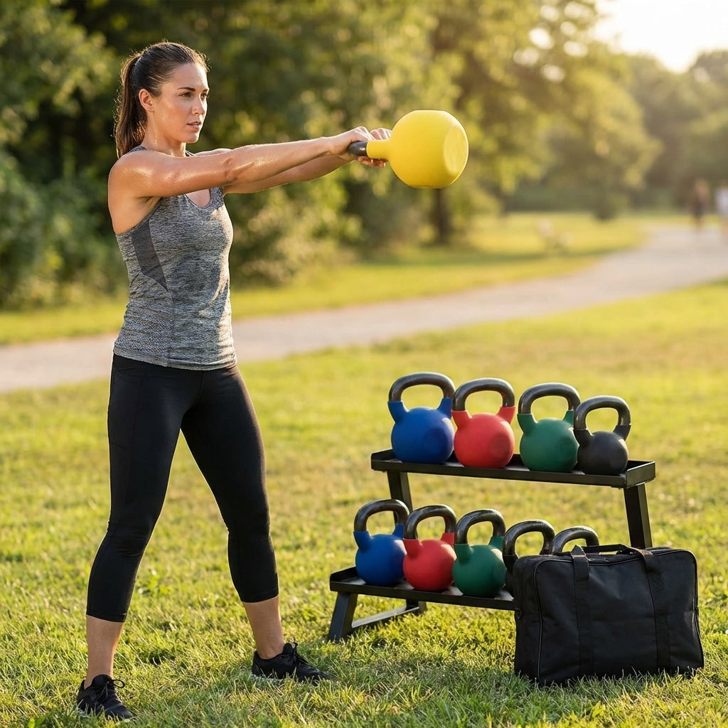 Neoprene kettlebells in various weights and colours for home and gym use