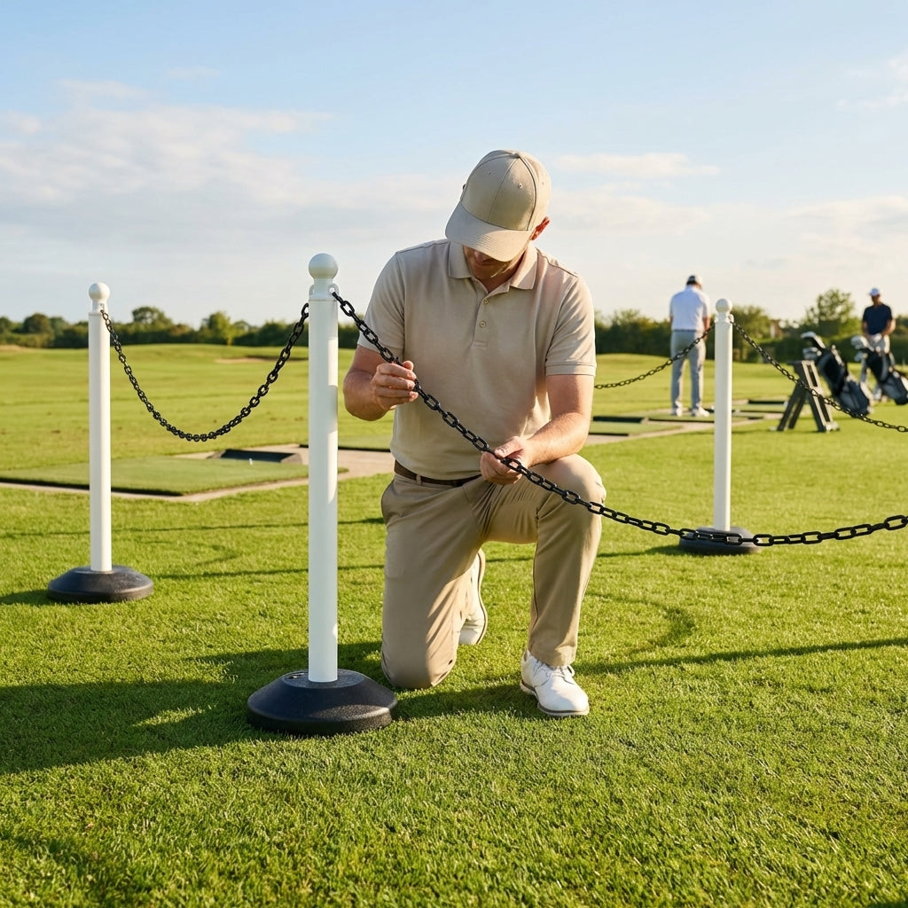 Freestanding Plastic Post & Chain Barrier Set for crowd control