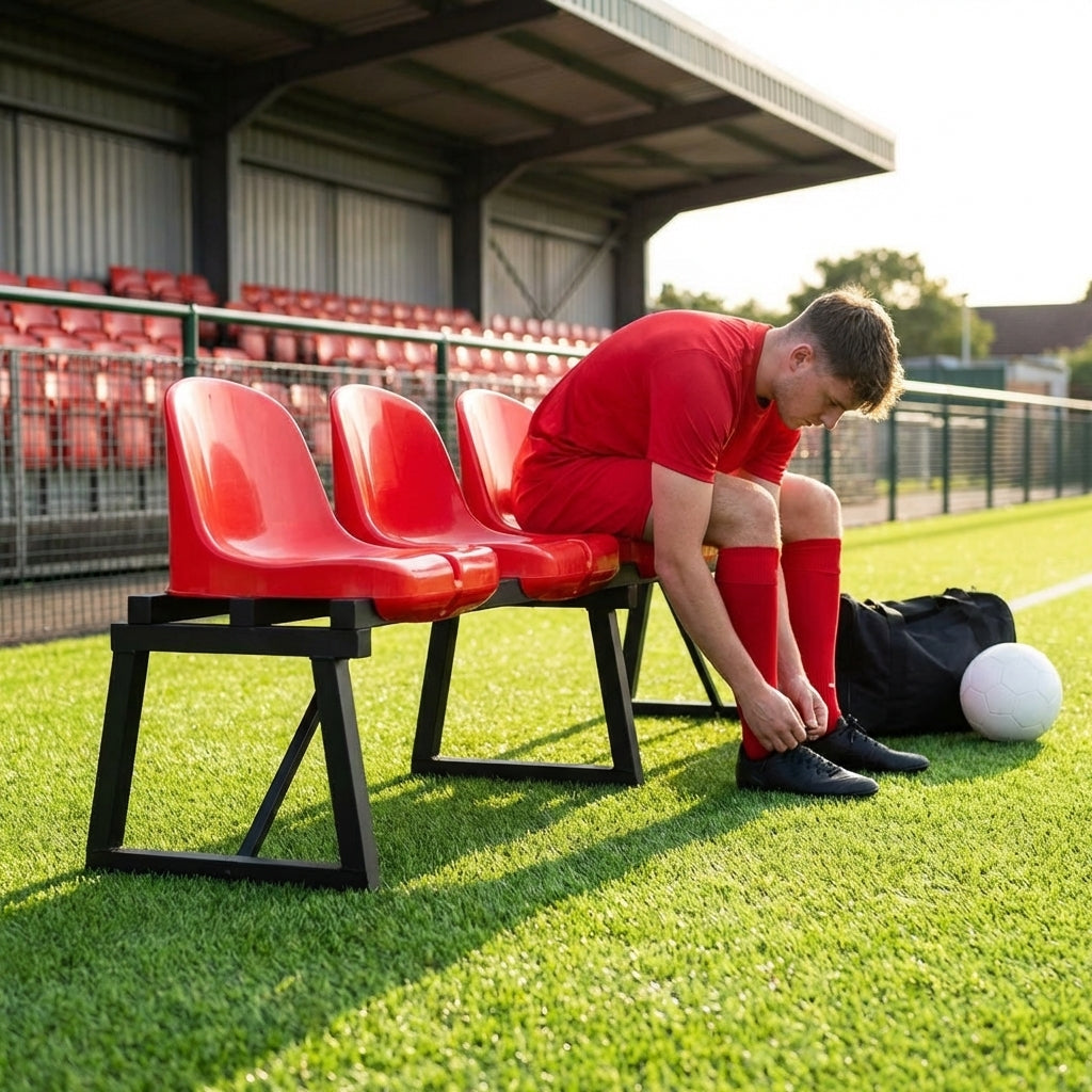 Aluminium sports bench with HDPE seats for indoor and outdoor use