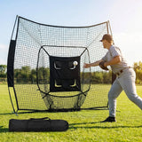 Baseball backstop net in use during outdoor practice