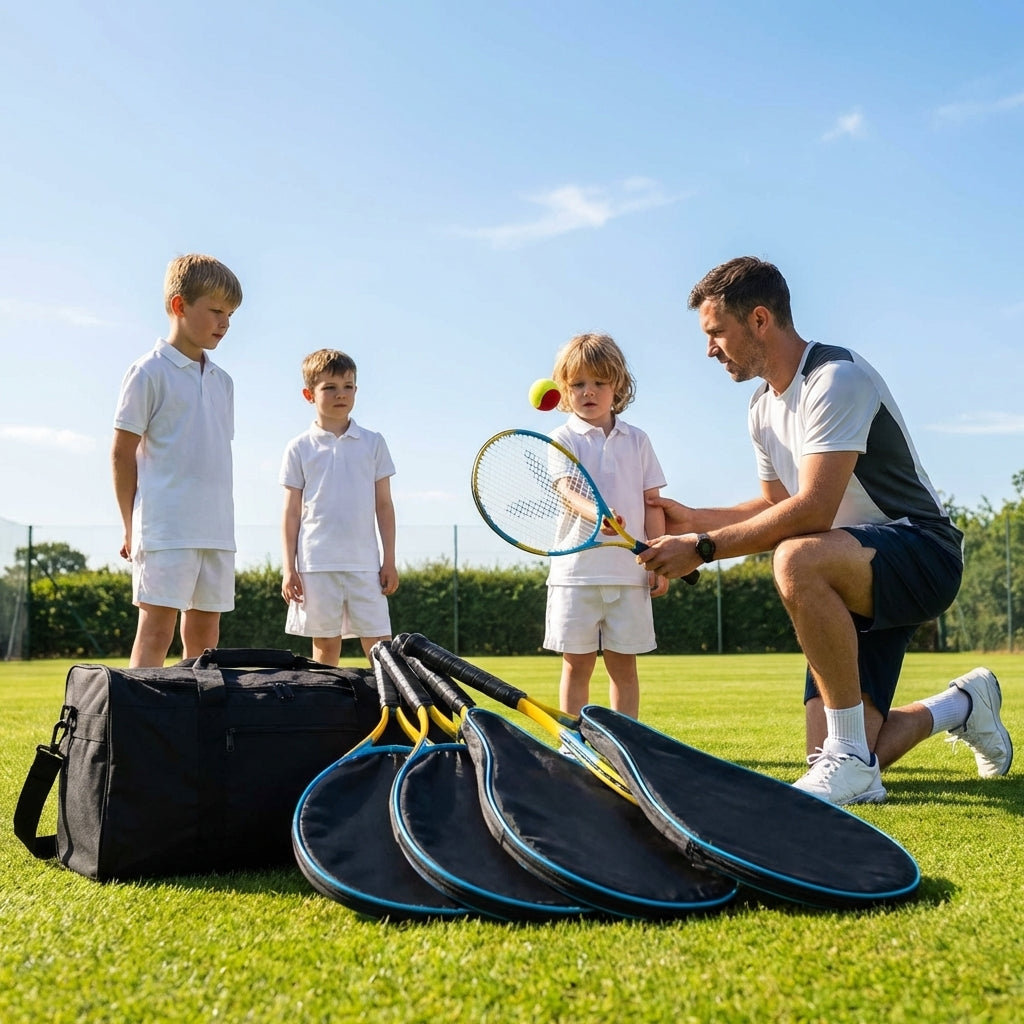 Tennis racket and bag set with aluminium rackets for coaches and players