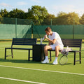Aluminium tennis court bench in green for tournament use