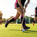 Hockey shin pads in Grey and Pink with reinforced polypropylene shell