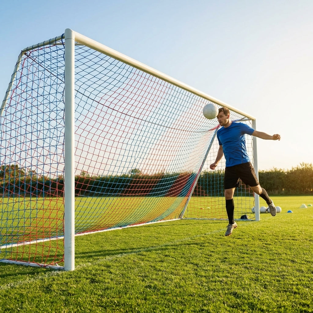 Football goal nets 24 x 8 ft, durable HDPE for clubs and schools