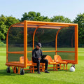 Mobile team shelter with aluminium frame for sports pitches