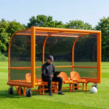 Mobile team shelter with aluminium frame for sports pitches