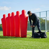 Inflatable football mannequins available in multiple sizes for training use