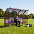 Mobile team shelter with aluminium frame for sports pitches