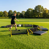 Interactive football training rebound board with reaction lights