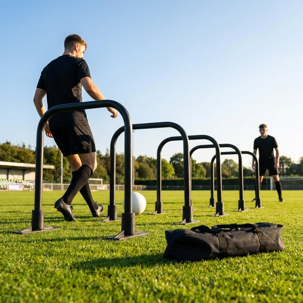 Football training passing arcs made of 34mm PVC