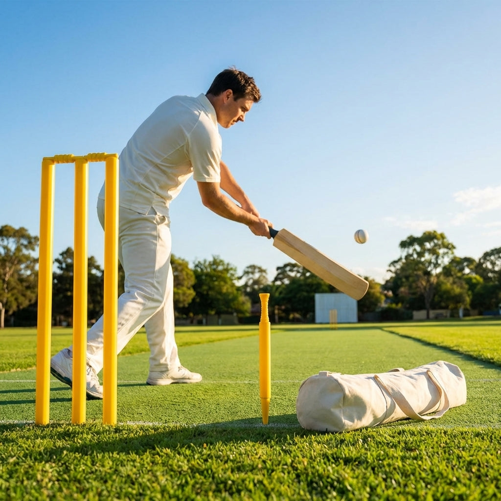 Cricket training stump with ground spike for outdoor practice