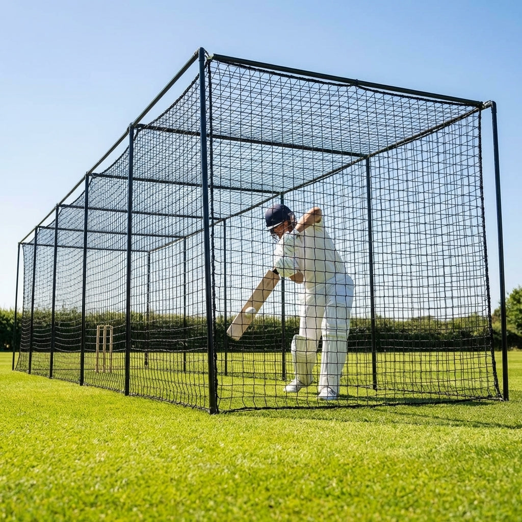 Cricket nets made from HDPE, available in various sizes for indoor and outdoor use