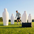 Inflatable football mannequins available in multiple sizes for training use