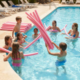 Swimming pool noodles in vibrant colours made from EVA foam