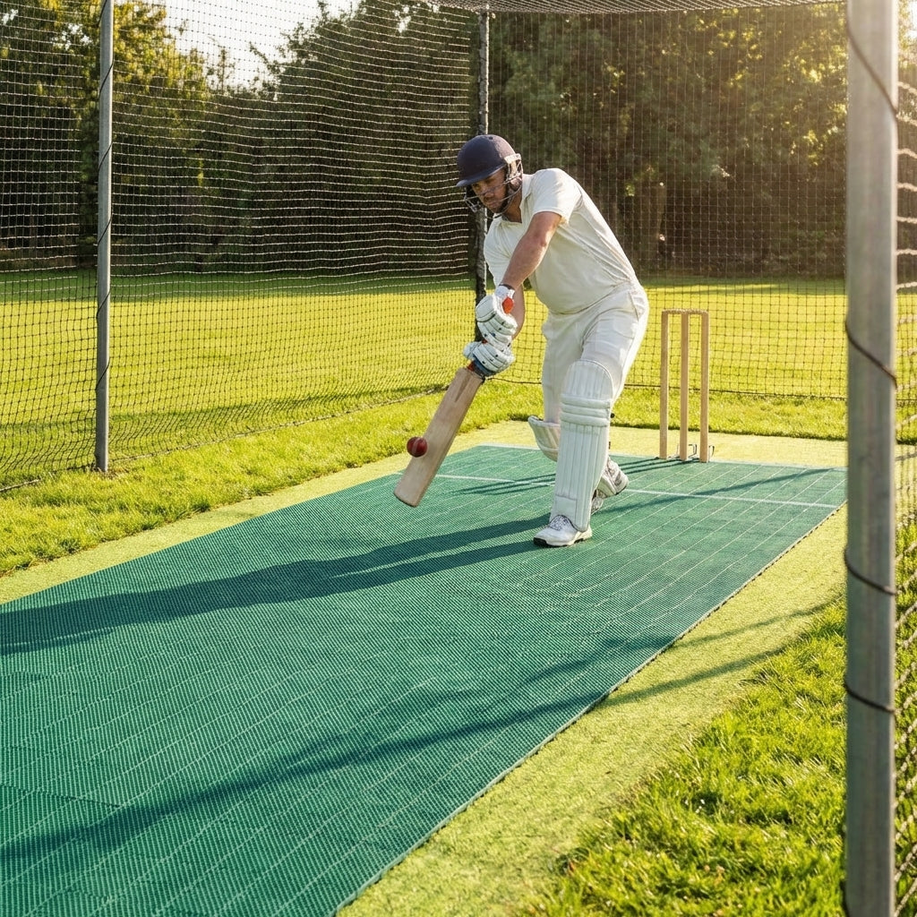 Portable Cricket Pitch Mat in Green for Indoor/Outdoor Use